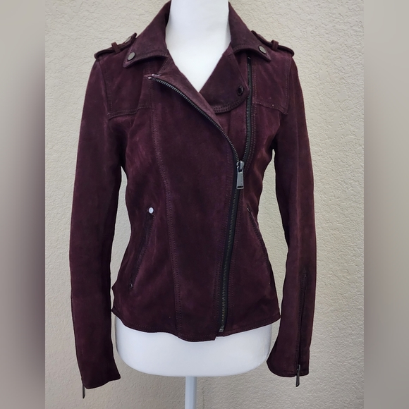 BCBGeneration Jackets & Blazers - Burgundy BCBG Suede Peplum Jacket